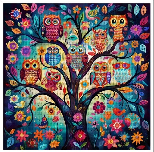 Colourful owls printed - printed, 14