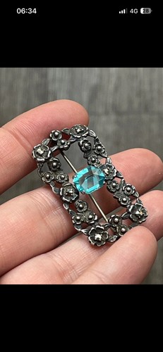 Vintage silver brooch - , floral