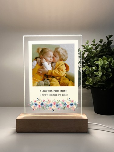 Personalized led wood base - personalized,