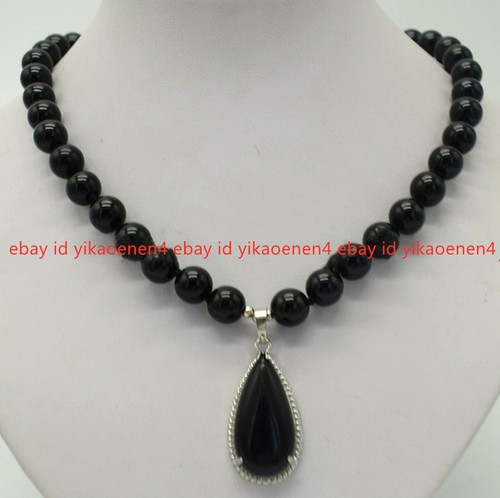 Natural 10mm black agate round - black,