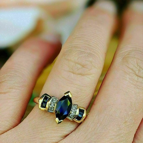 Blue sapphire lab - blue, ring