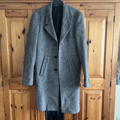 Men wool grey overcoat - grey,