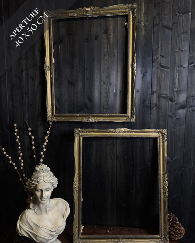 Antique gold ornate frame pair - gold,