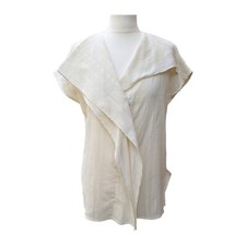 Poetry from Anthropologie Cream Cotton Drape Neck Blouse UK10 US6 DE36 Holiday