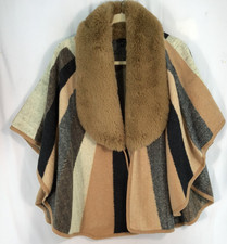 Faux Fur Trimmed Cape Coat