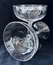 STUNNING Pair of EDWARDIAN HOLLOW STEM CRYSTAL CHAMPAGNE SAUCERS/COUPES c1910