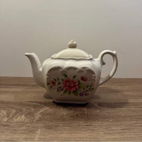 Vintage pink floral teapot - vintage,