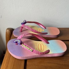 Havaianas Kids 27-28 Pink Rainbow Flip Flops UK 10/11C Eur 29/30 USA 11/12C 