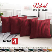 Pack of 4 Velvet Cushion Covers 18"x18" Stripe Cushions Decorative Sofa Throw UK