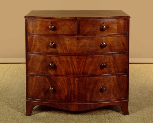 Antique bow front mahogany - front,