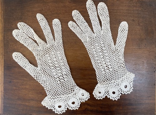 Pair antique cotton crochet - pair,