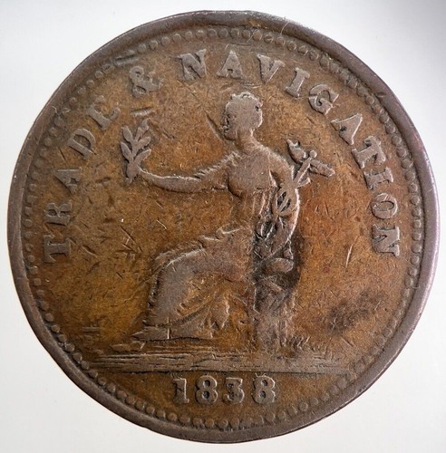 1838 trade navigation penny - &,