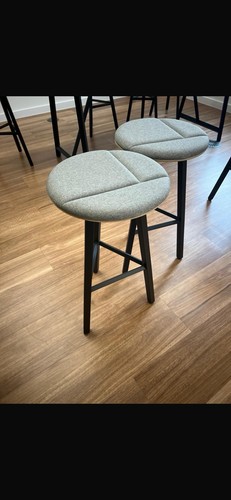 Pair grey upholstered bar - pair,