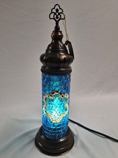 Mosaic Table Lamp Blue Glass Design Turkish Style Home Decor