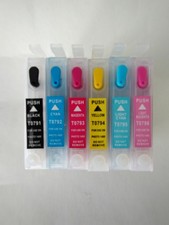 6 refillable ink cartridges for Epson Stylus Photo T0791-6 OWL, self resetting