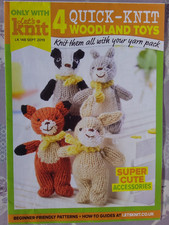 Knitting pattern to make 4 Woodland Friend soft toys - bunny/fox/badger/squirrel