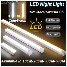 LED PIR Motion Sensor Light Strip Wireless Cabinet Closet Lamp USB Rechargeable