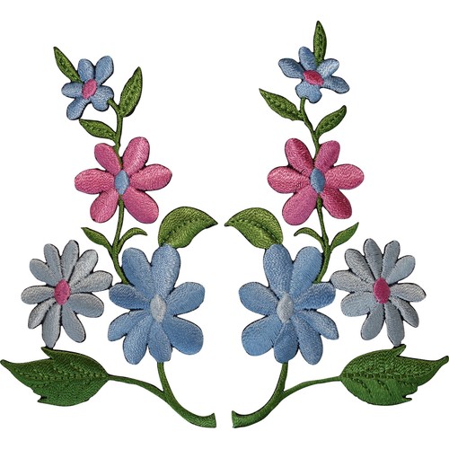 Pair flower patches iron - of,
