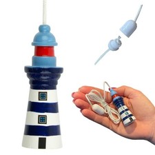 Charming Dark Blue Wooden Light House Bathroom Light Pull - Tracked Post!