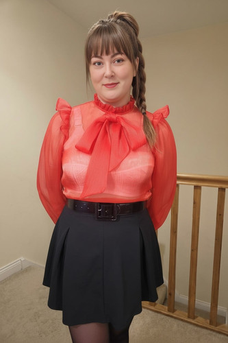 Sheer red long sleeve tie - long,