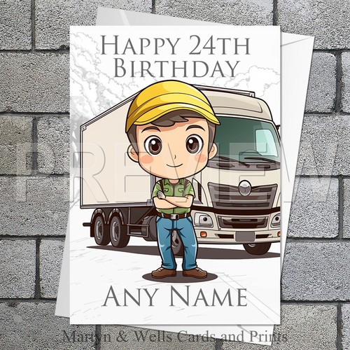 Lorry driver birthday card - birthday,