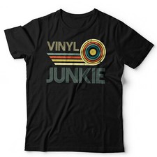 Vinyl Junkie Tshirt Unisex Dj Turntables EDM Hip Hop Records LP Retro Vintage