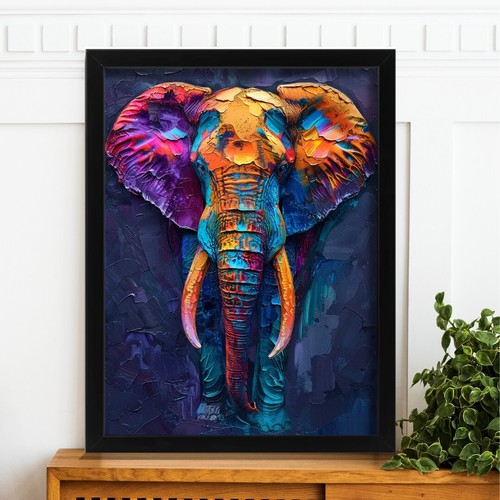 Elephant art print colorful - elephant,