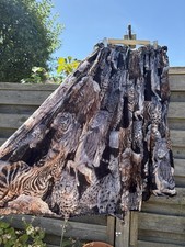 Stunning Vintage 90s Cotton Made in India Hippy Tiger Lion Zebra Safari Skirt