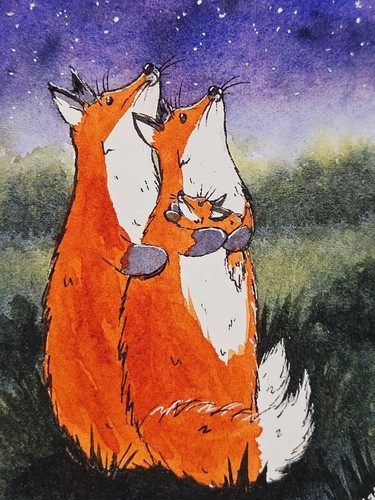 Original fox watercolour - fox,