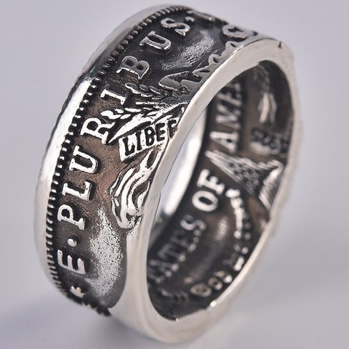 Morgan silver dollar coin ring - silver,