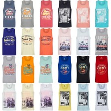 Men's Printed Vest Tank Top Sleeveless T Shirt 100% Cotton Regular Fit Holiday