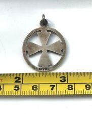 MASONIC LARGE ANTIQUE SOLID STAMPED SILVER MALTESE CROSS OF ST. JOHN WATCH FOB.