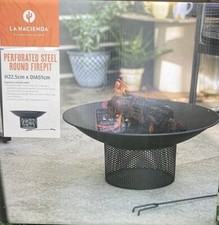 La Hacienda Geo Perforated Round Firepit Fire Bowl Log Burner Heater - NEW