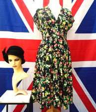 Vintage Retro 1940,s Wartime  WW11 Land girl style  floral tea  dress  size 12