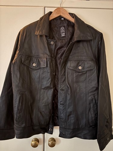 Men black leather trucker - men’s,