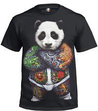 PANDA TATTOOS BLACK T-Shirt/Biker/Bear/Funny/Joke/Unisex/Xmas Gift/Top/S-XXXL 