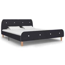 Bed Frame Dark Grey Fabric