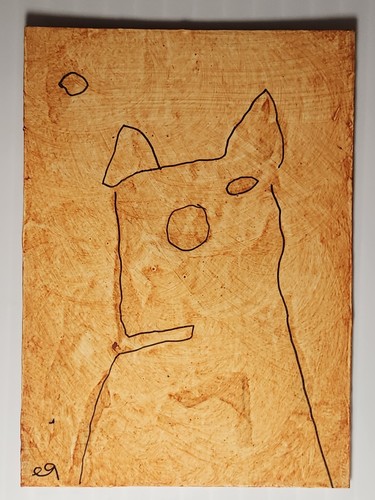 E9art aceo dog outsider - aceo,