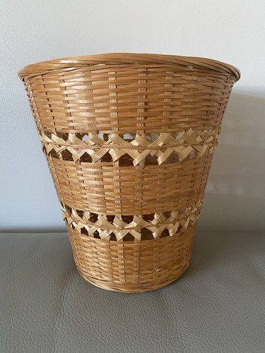 Vintage wicker paper bin - bin, or