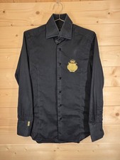 Billionaire Italian Couture Shirt 39" 15.5 Slim Black Embroidered Long Sleeve