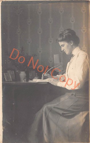 Woman seated writing quill ink - seated,