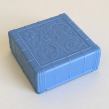 1950s Deco Blue H Samuel Bakelite Celluloid Earring Brooch Jewellery Box Case