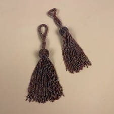 Purple Beaded Tassels Pair