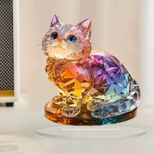 Kitten Desktop Ornament 2D Flat Animal Figurine for Home Cabinet Living Room