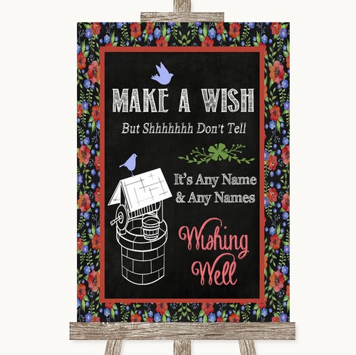 Floral chalk wishing well - floral,