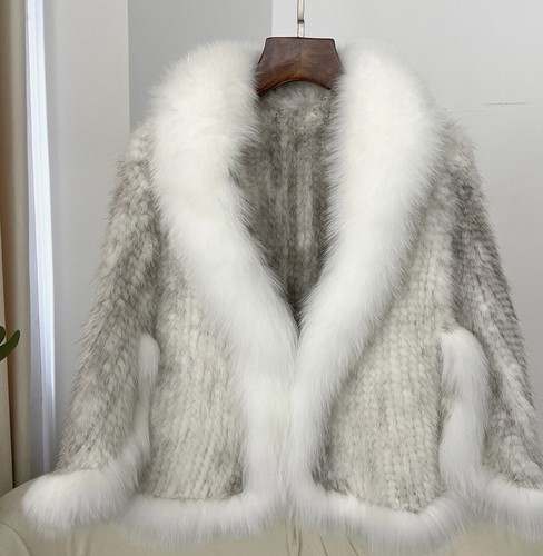 Luxurious white grey real - luxurious, fox