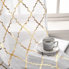 Gold White Sheer Curtains 72