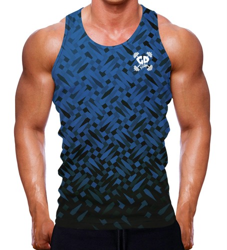 Blue mosaic tank bodybuilding - blue,
