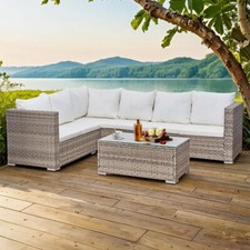 Acorn Rattan 6 Seat Corner Sofa Set in  Dove Grey
