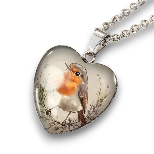 Robin bird heart - robin,